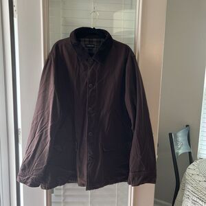 Lands’ End Men’s Barn Jacket XXL Tall Chore Corduroy Collar Flannel Lined